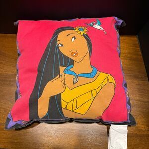 Vintage 90s Disney Pocahontas Throw Decorative Pillow Plush 15"X15" Square